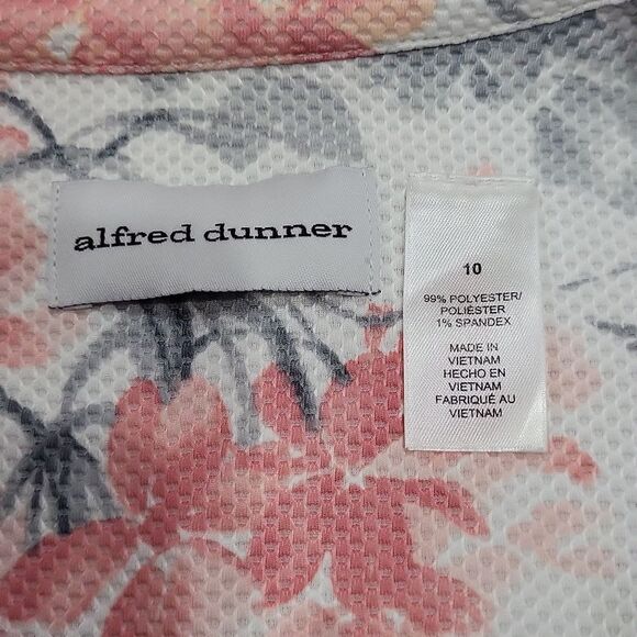 EUC Alfred Dunner Women's Jacket Peach Floral Open Padded 3/4 Sleeve 10 - Picture 6 of 9